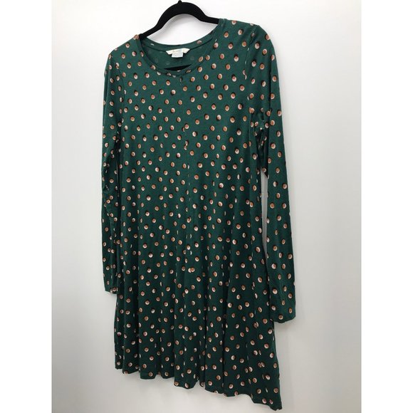 Boden Swing Tunic Dot Print Long Sleeve Green 10 Regular - Picture 3 of 7